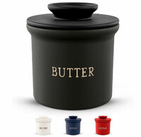 Wholesale black round ceramic butter jar with lid Supplier