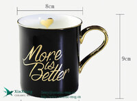 Custom 10oz fine bone china mugs with logo love sublimation mugs with golden handle