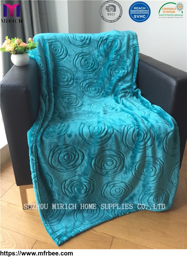 solid_color_cutting_rose_design_flannel_fleece_blanket