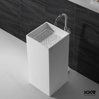 High Quality Solid Surface Artificial Stone Freestanding Wash Basin