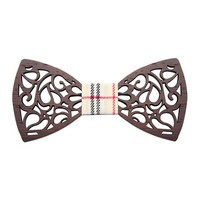 more images of Wooden Bowtie in Hollow Flower Design