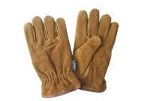 brown color split cowhide leather safety work gloves with full cotton liner