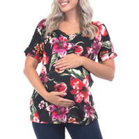 Maternity Tops from Mother Bee Maternity | Cuff Sleeved Shirt with Side Pockets