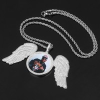 Hot Sale Custom Photo Angle Wings Necklace & Pendant Bling Cubic Zirconia with Tennis Chain Big Size Hip hop Jewelry