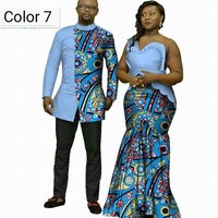African couple Cotton clothing African ethnic wax printing Dress and Men's Shirt