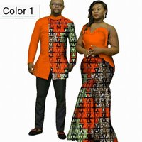more images of African couple Cotton clothing African ethnic wax printing Dress and Men's Shirt
