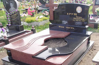 more images of Black and Red Granite Tombstone with Cross