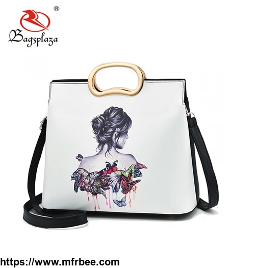 2018_newest_style_black_and_white_bag_digital_printed_girl_and_butterfly