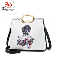 2018 Newest style black and white bag digital printed girl and butterfly