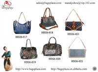 Lastest fashion crystal style women denim handbag,backpack
