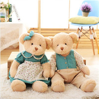 more images of Classic design jointed plush dressed up couple teddy bear toy
