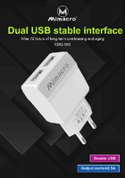 MIMACRO Dual Port USB Apple Android Huawei compatible 2.5A European Charger