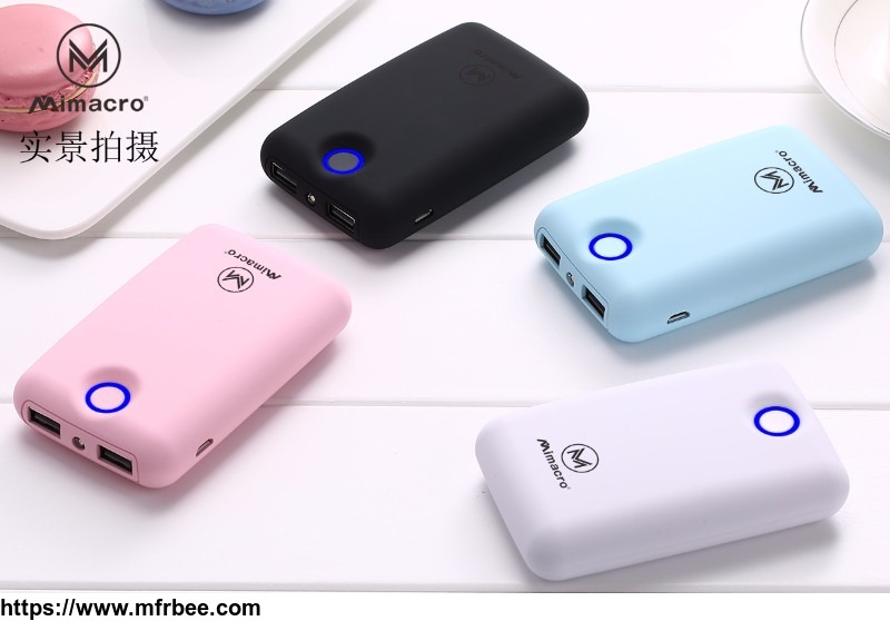 mimacro_rubber_oil_anti_slip_feel_with_led_lamp_7800mah_dual_port_usb_android_apple_huawei_charging_power_bank