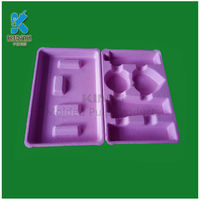 more images of Environmentally friendly recycled fiber pulp molded makeup kits packaging trays