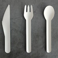more images of Biodegradable Tablewares Kitchen Disposable Utensil Toddler Cutlery Paper Pulp Spoon
