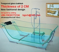 New design tempered glass soaking bathtub transparent bathtub