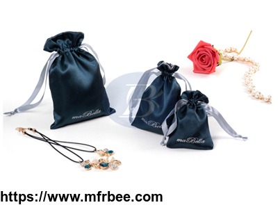 High Quality  Custom Printed Drawstring Satin Jewelry Pouches,Satin Bag