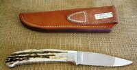 more images of CORBET SIGMAN CUSTOM FIXED BLADE CLIP POINT KNIFE, SAMBAR STAG, SHEATH