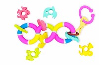 Baby safety silicone shake and twisty rattle teether toy