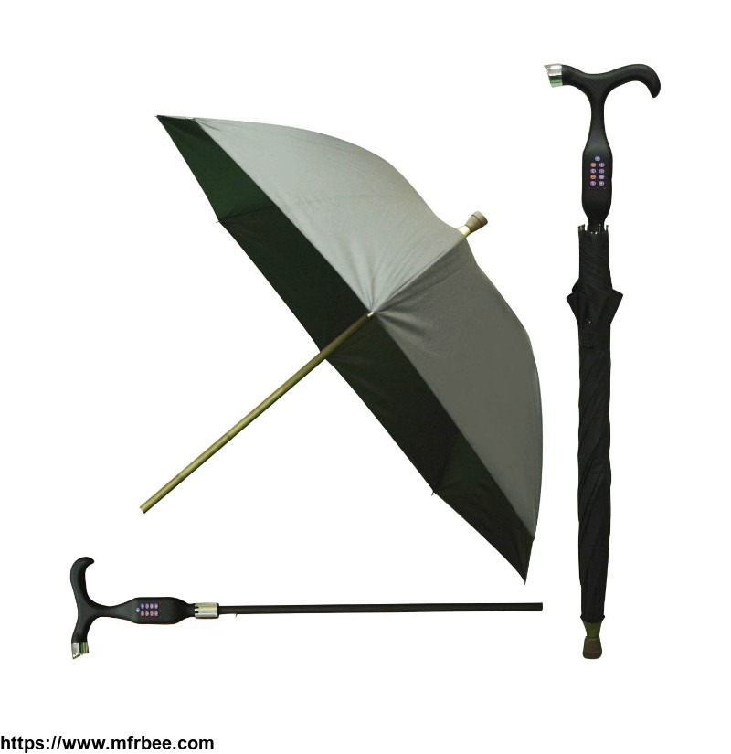 MP3 Lighting Flashing Alarm FM  Radio Walking Stick Cane Umbrella  for the Elderly
