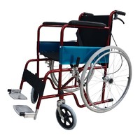 Red Best Folding Comfortable Lightweight Wheelchair for Elderly Outdoor Transport
