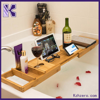 more images of 100% Natural Bamboo Bathtub Caddy Bath Tub Tray with Extending Sides