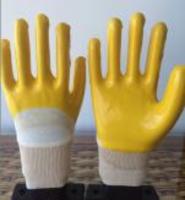 Cotton interlock with nitrile half coated glove