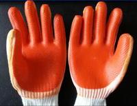 7G polycotton latex rubber stuck glove,crinkle finish