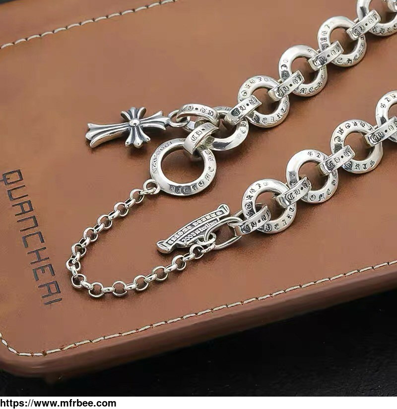2022_men_s_retro_fashion_personality_circle_cross_silver_bracelet_for_sale