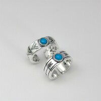 more images of Newest Trendy Blue Turquoise Hip-Hop Style Men's And Women's Rings For Sale