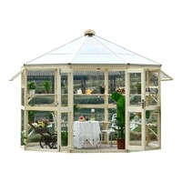 WG-Hexagonal 140x140x302cm Roof Vent Aluminium Wooden Glass Greenhouse