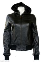 more images of Ladies Fashion PU Leather Jacket with Hoodie