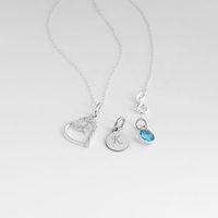 Silver Necklace with Heart Diamante Pendant
