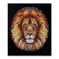 Seven Wall Arts - Handmade Painting - Pixel Dot LionBen Heine Digital Circlism 32*40 Inch (80*100cm)