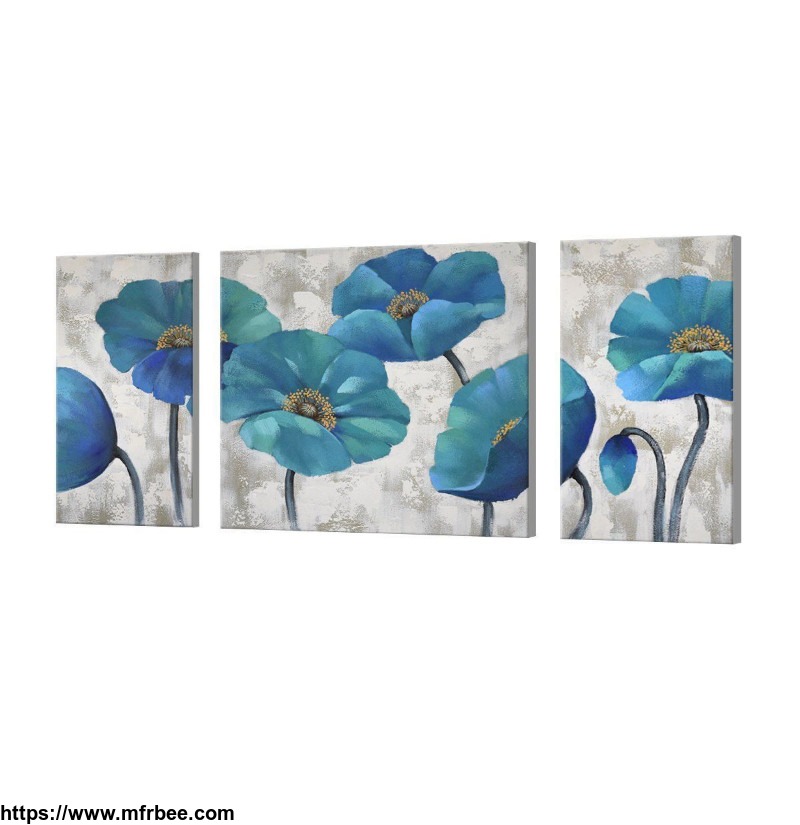 3_panels_modern_prints_artwork_blue_abstract_wall_decor_floral_paintings