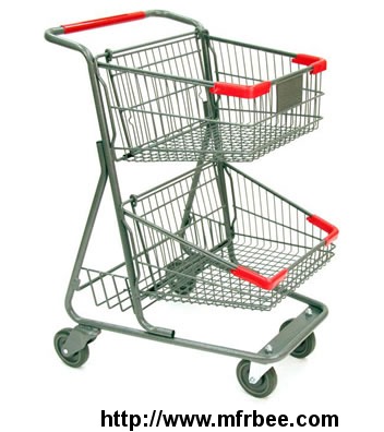 two_tier_shopping_cart_separates_goods_respectively
