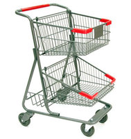 Two-tier shopping cart separates goods respectively