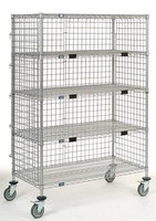 Three-sided wire cart encloses items safely