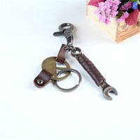 Promotional Leather Metal Key Chain With Key Ring
