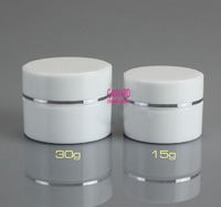15g-30g-small plastic jars with metal ring, cosmetic cream jar
