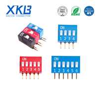 XKB brand red/ blue side operation 2.54mm space (1/2/3/4/5/6/7/8/9) wave soldering dip switch