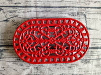 more images of Oval Red Cast Iron Pot Pad/Cast Iron Trivets