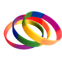 more images of Custom Rainbow Silicone Rubber Bracelets Bulk