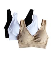 Women's 3-Pack Seamless Wireless Sports Bra with Removable Pads
