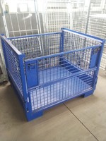 stacking collapsible wire mesh pallet container