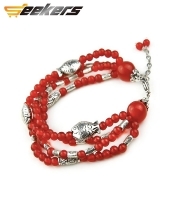 Handmade Chinese jewelry Sliver Fish Red Crystal Bracelet