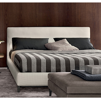 more images of Minotti same design solid wood frame beds real leather beds fabric double beds OEM factory