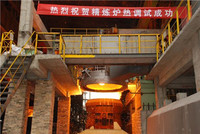 Bridge/LF-typed ladle refining furnace is used for refining molten steel from primary melting furnace