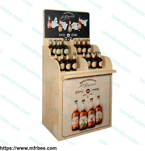 Red Wine Cabinet Wooden Display Beverage Drink Storage Wood Rack Stand Supermarket Shelf