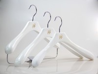 more images of white durable wood coat hanger with glossy